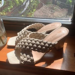 Anne Klein Misty bone/ beige crisscross sandal heels